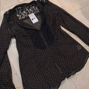 Free People Sheer Black Lace Top, NWT!